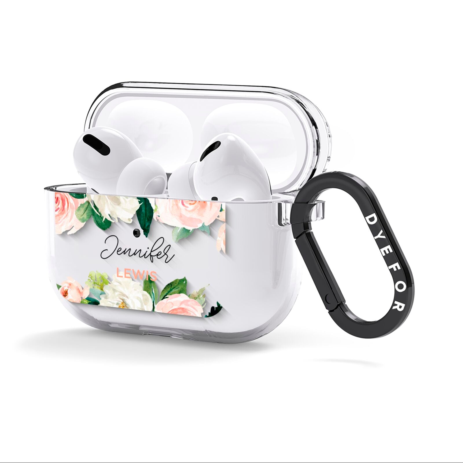 Bunches of Roses Personalised Names AirPods Clear Case 3rd Gen Side Image