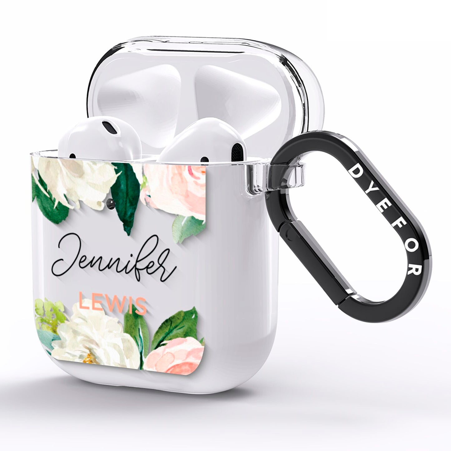 Bunches of Roses Personalised Names AirPods Clear Case Side Image