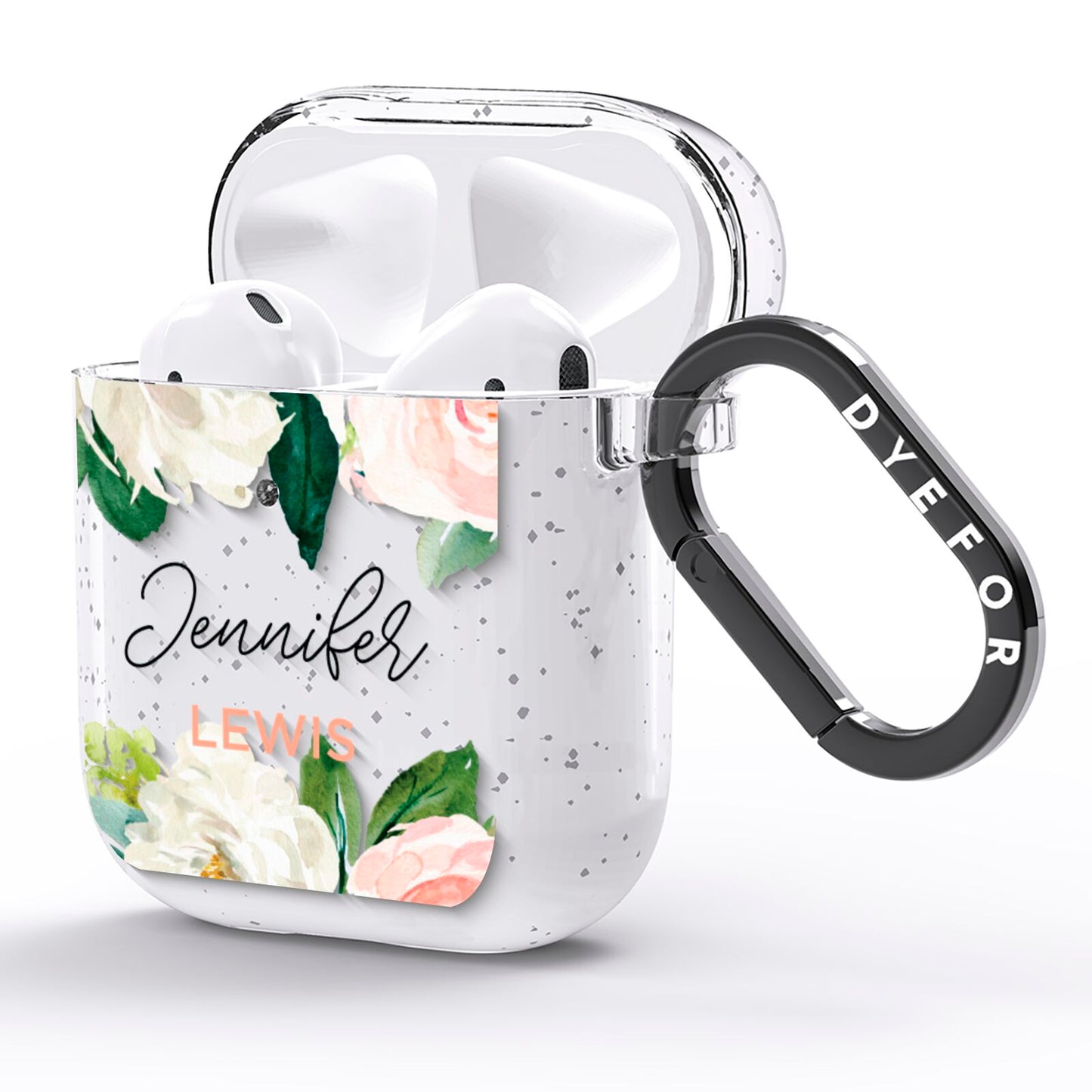 Bunches of Roses Personalised Names AirPods Glitter Case Side Image