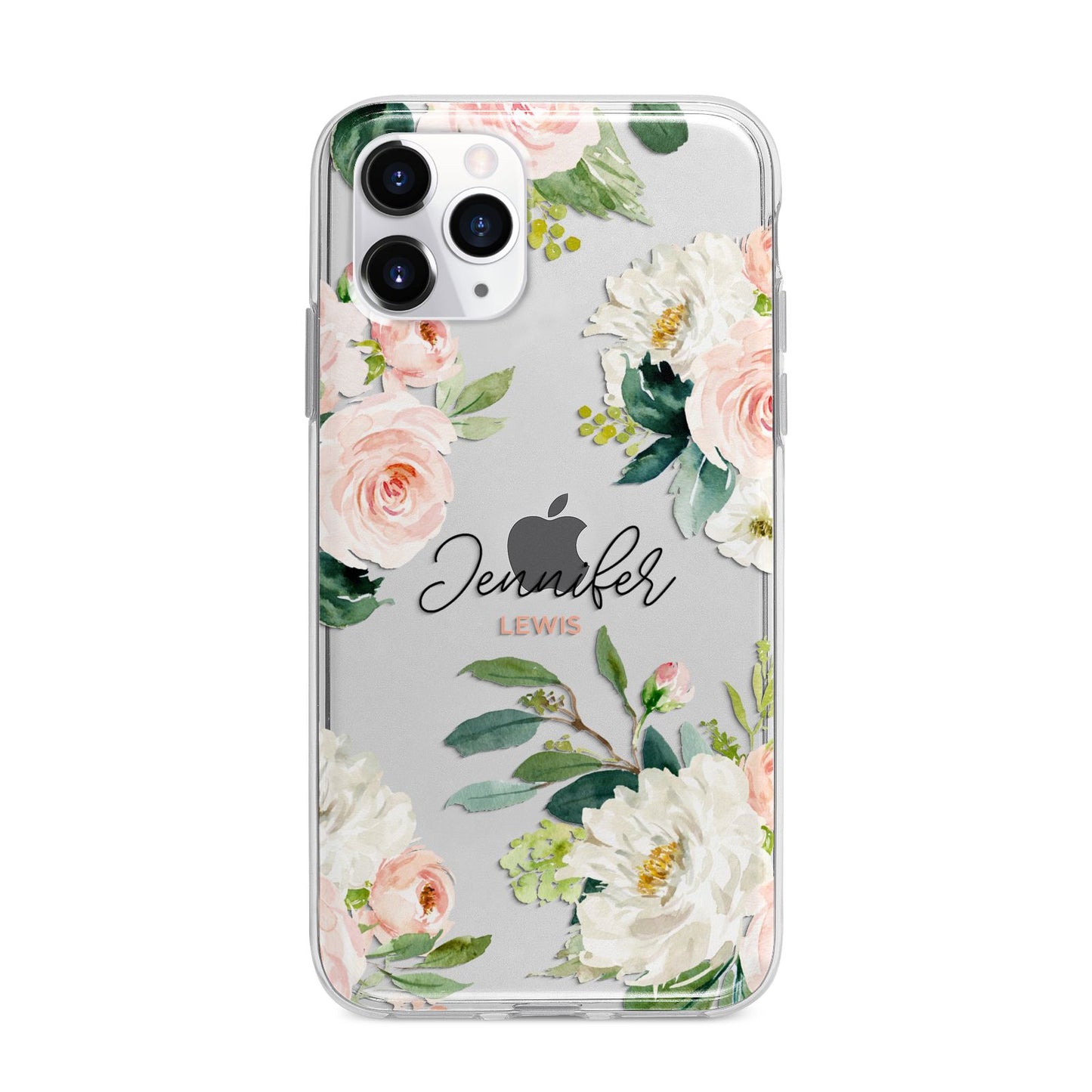 Bunches of Roses Personalised Names Apple iPhone 11 Pro Max in Silver with Bumper Case