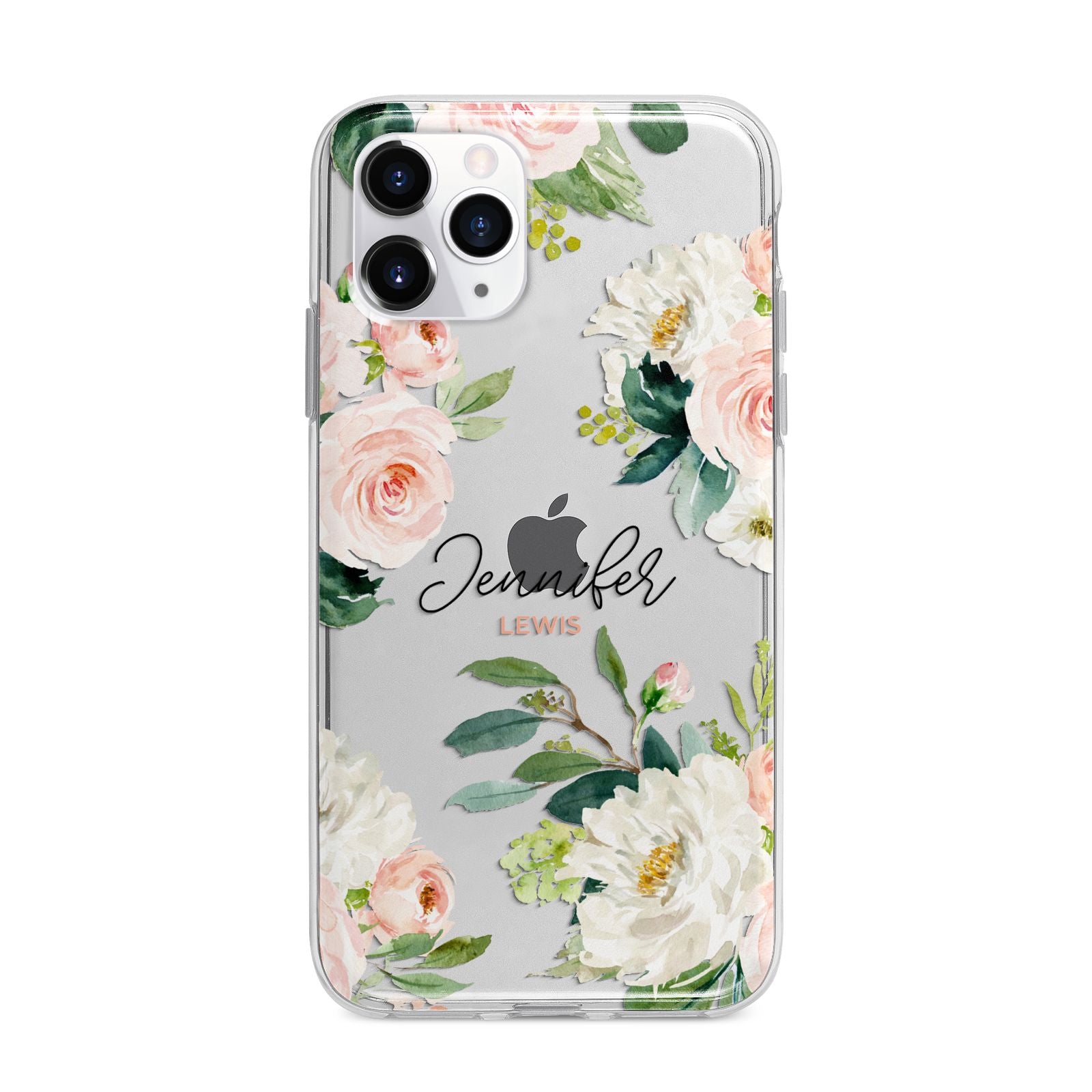Bunches of Roses Personalised Names Apple iPhone 11 Pro in Silver with Bumper Case