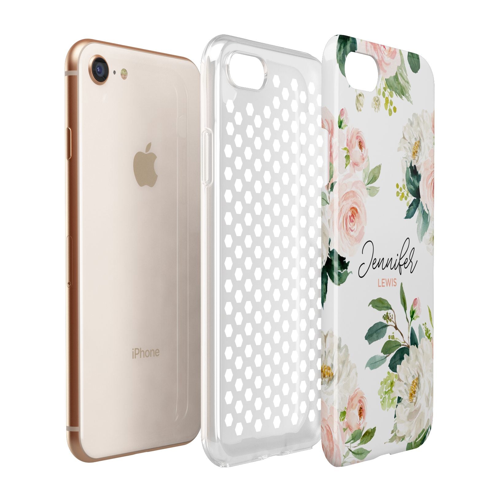 Bunches of Roses Personalised Names Apple iPhone 7 8 3D Tough Case Expanded View