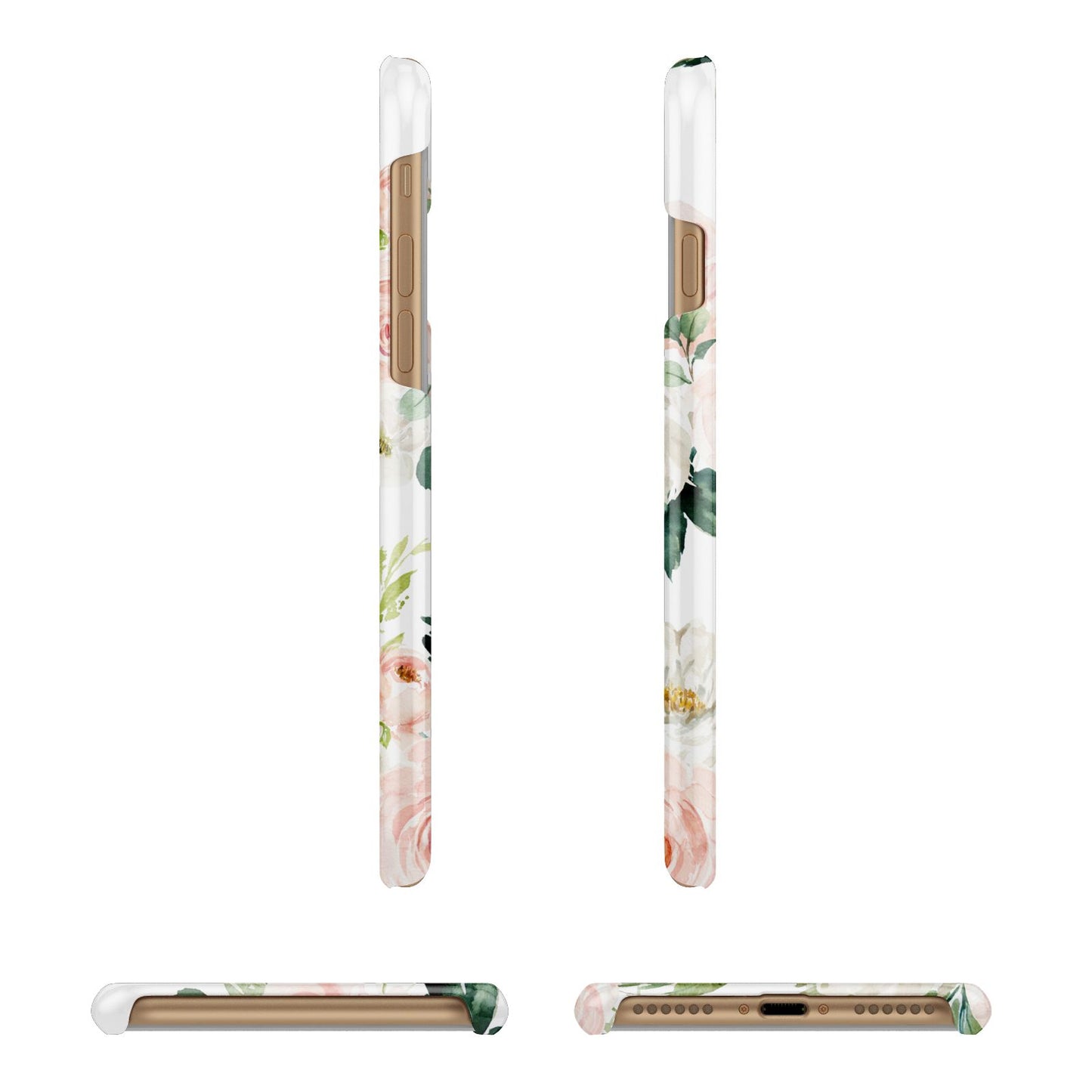 Bunches of Roses Personalised Names Apple iPhone 7 8 3D Wrap Snap Case Angled Images