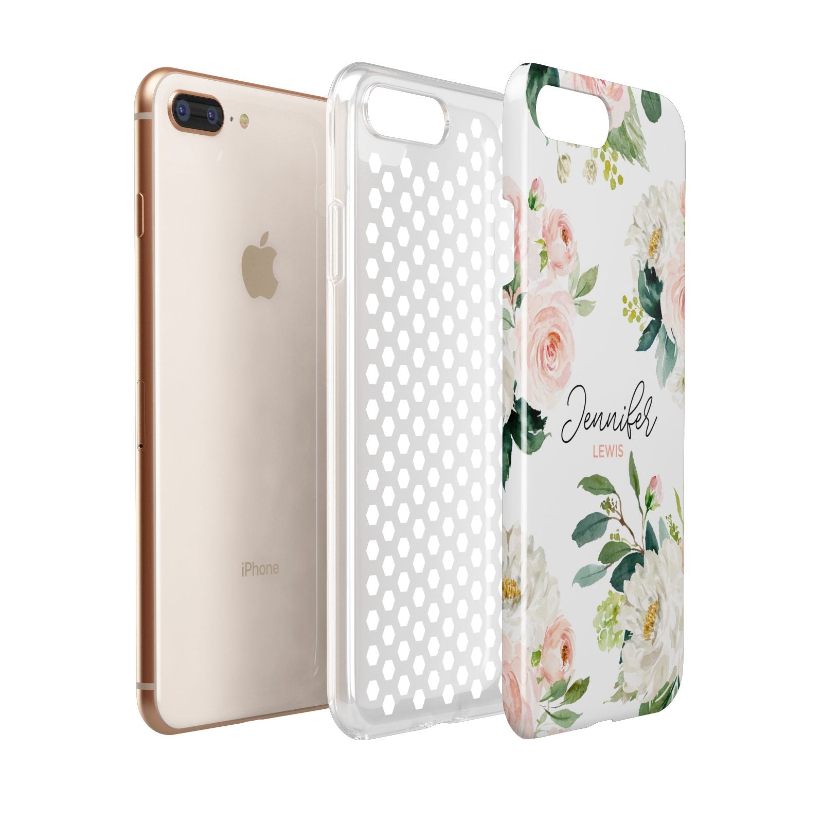 Bunches of Roses Personalised Names Apple iPhone 7 8 Plus 3D Tough Case Expanded View