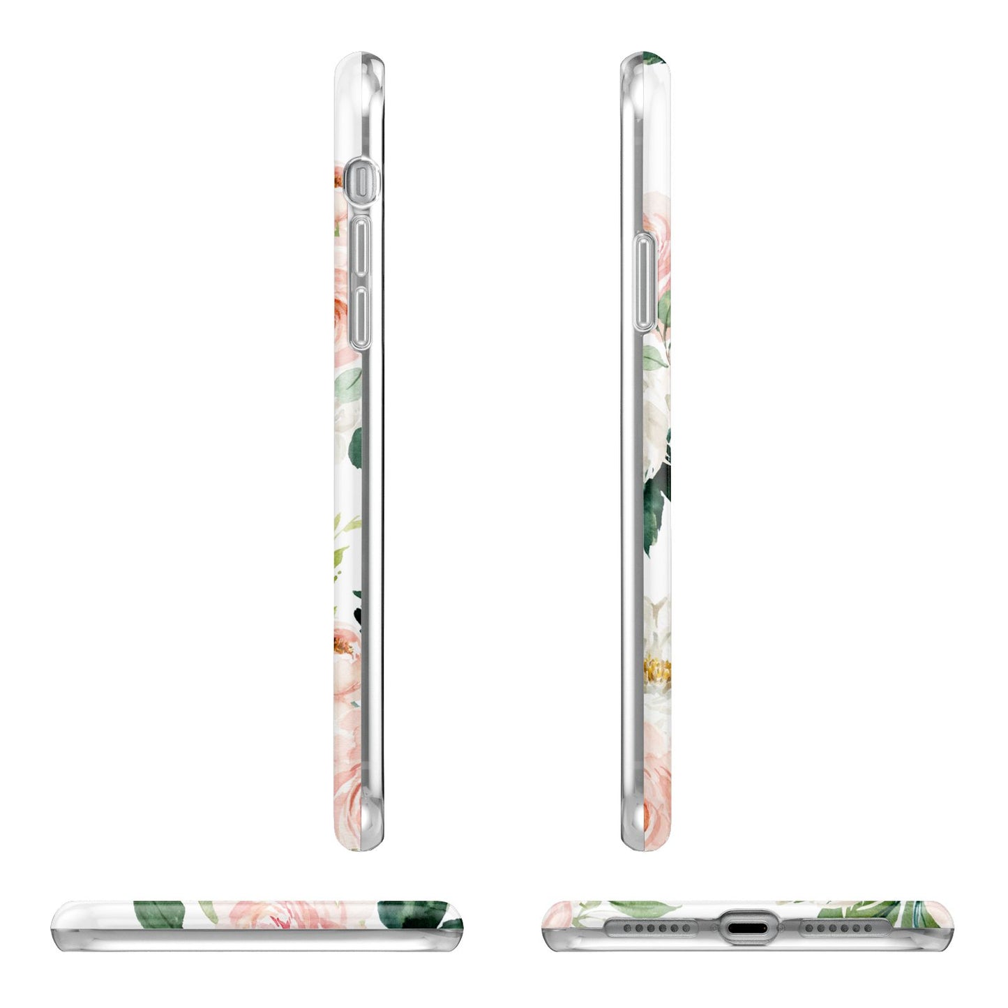 Bunches of Roses Personalised Names Apple iPhone XR in White with 3D Wrap Tough Case Alternative Image Angles