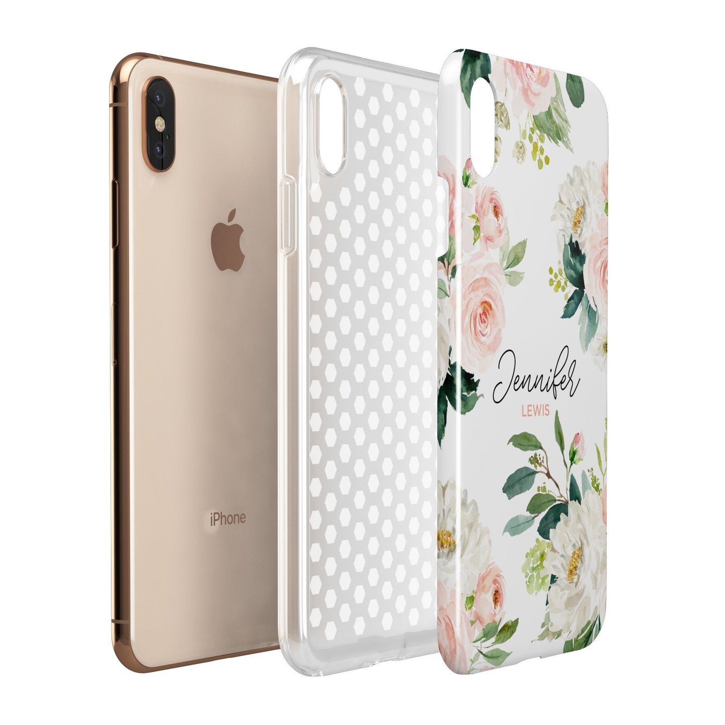 Bunches of Roses Personalised Names Apple iPhone Xs Max 3D Tough Case Expanded View