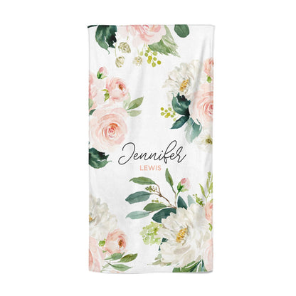 Bunches of Roses Personalised Names Beach Towel