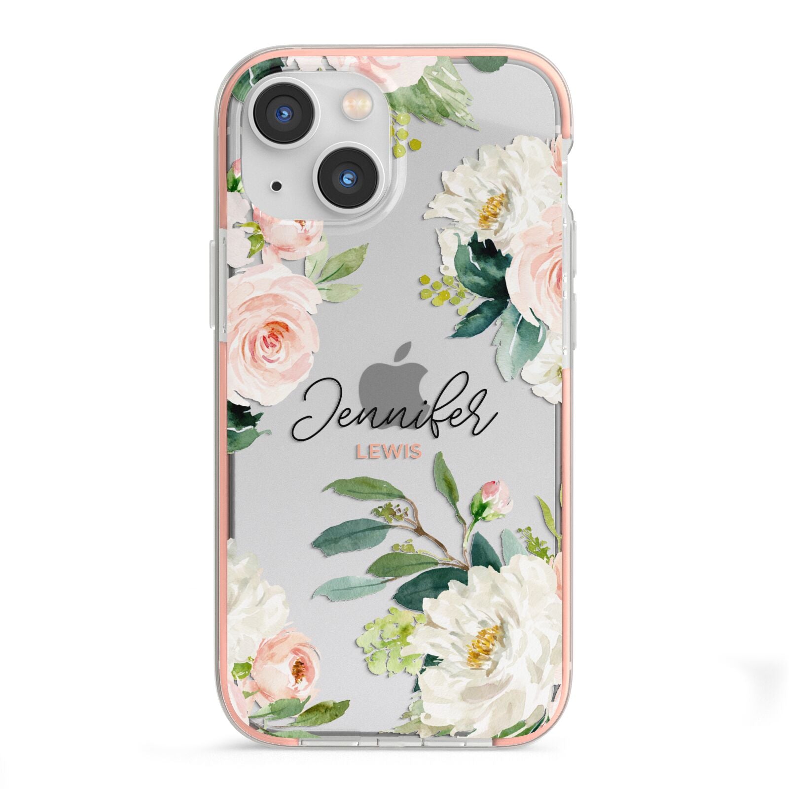 Bunches of Roses Personalised Names iPhone 13 Mini TPU Impact Case with Pink Edges
