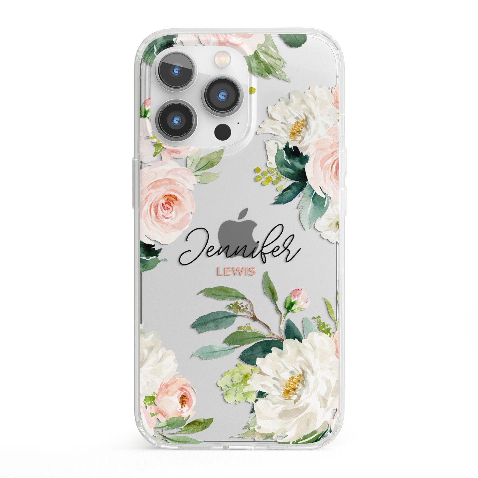 Bunches of Roses Personalised Names iPhone 13 Pro Clear Bumper Case