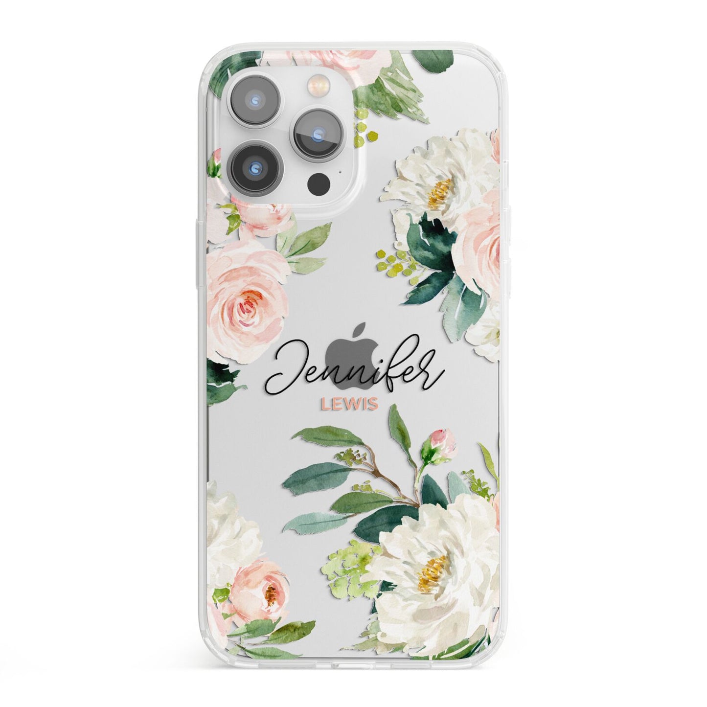 Bunches of Roses Personalised Names iPhone 13 Pro Max Clear Bumper Case
