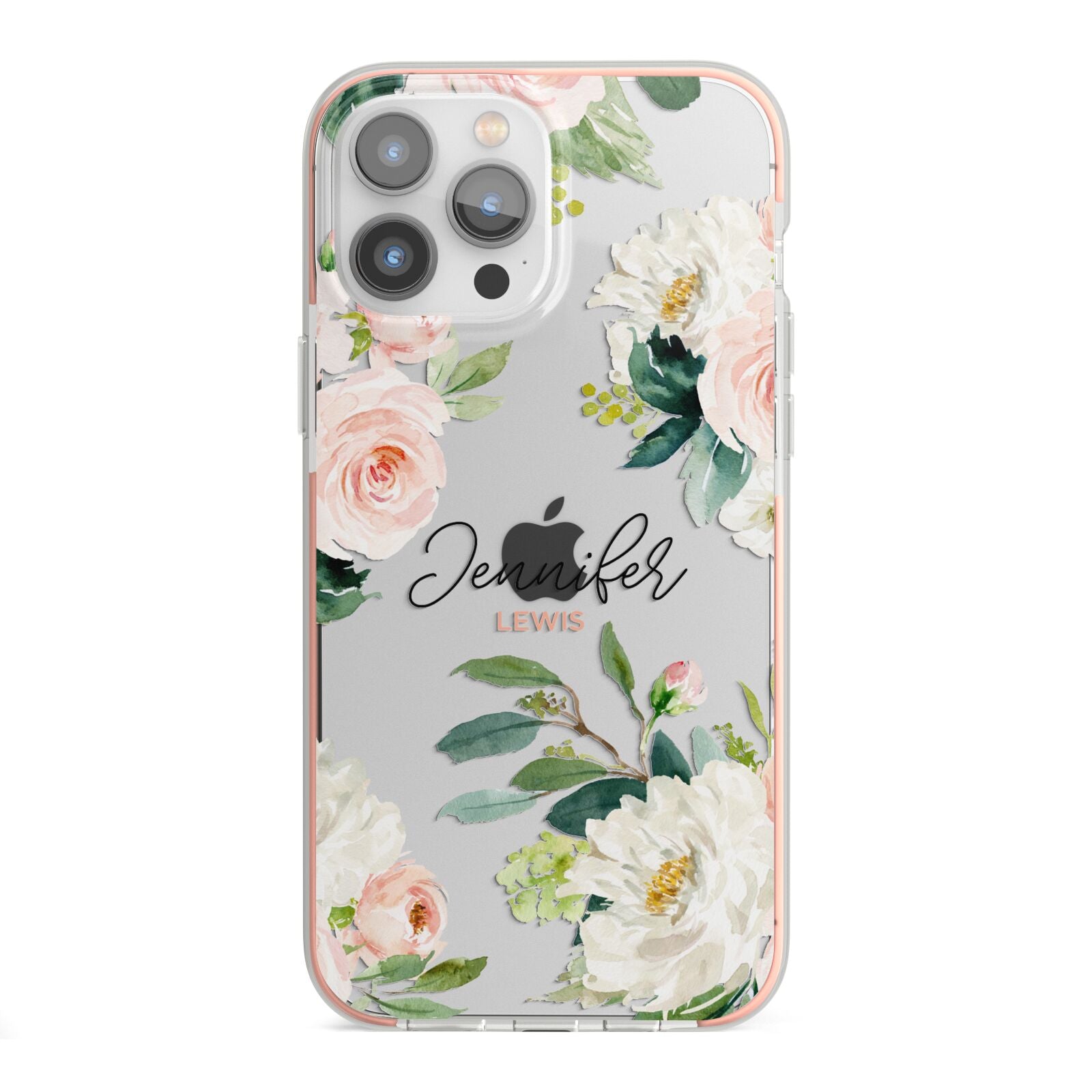 Bunches of Roses Personalised Names iPhone 13 Pro Max TPU Impact Case with Pink Edges