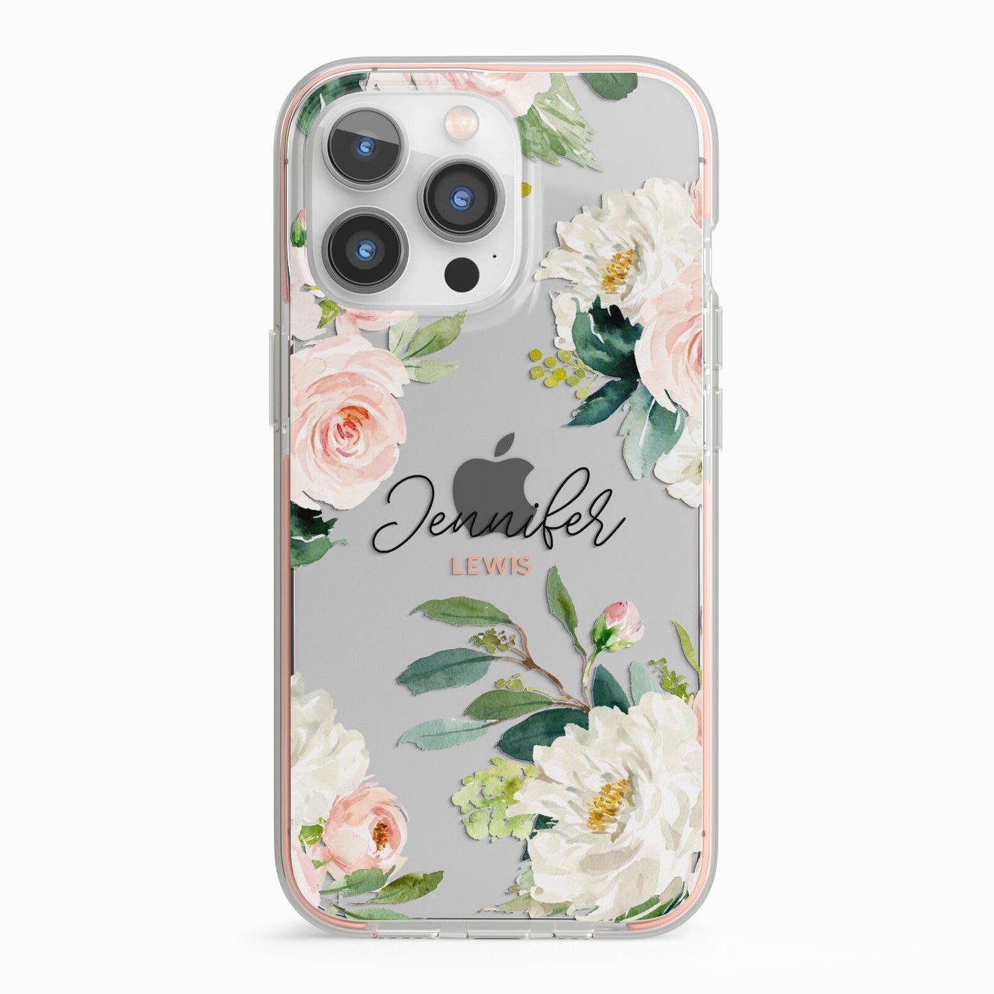 Bunches of Roses Personalised Names iPhone 13 Pro TPU Impact Case with Pink Edges