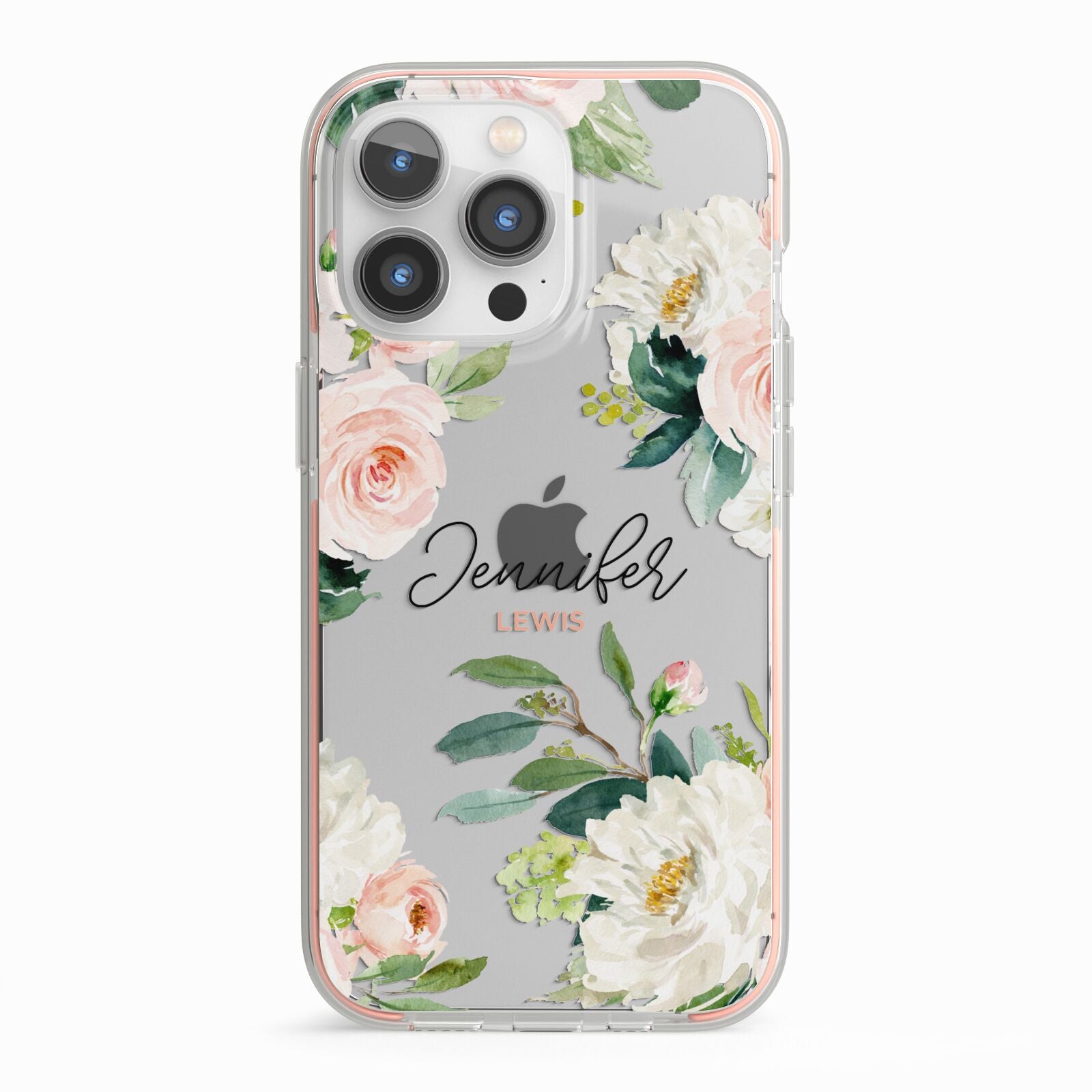 Bunches of Roses Personalised Names iPhone 13 Pro TPU Impact Case with Pink Edges