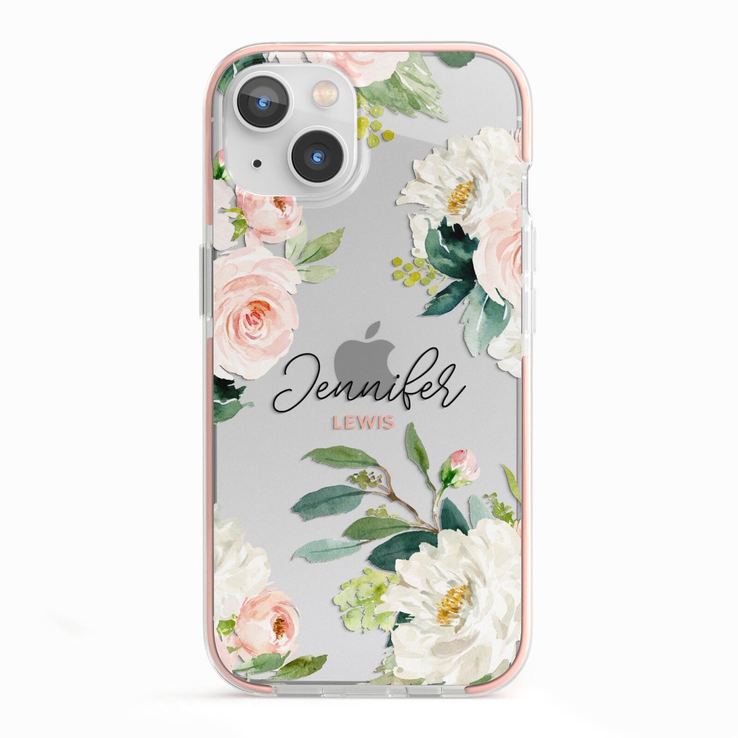 Bunches of Roses Personalised Names iPhone 13 TPU Impact Case with Pink Edges