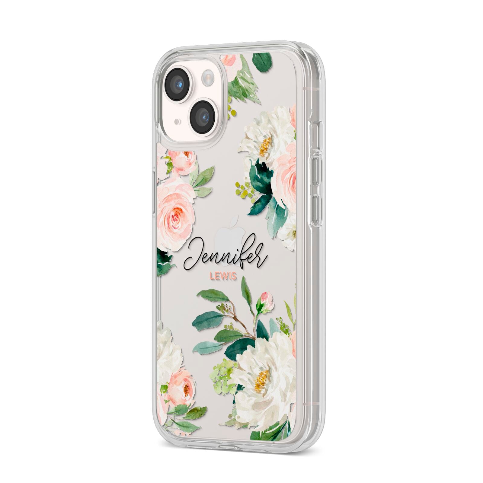 Bunches of Roses Personalised Names iPhone 14 Clear Tough Case Starlight Angled Image