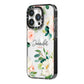 Bunches of Roses Personalised Names iPhone 14 Pro Black Impact Case Side Angle on Silver phone