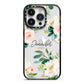 Bunches of Roses Personalised Names iPhone 14 Pro Black Impact Case on Silver phone