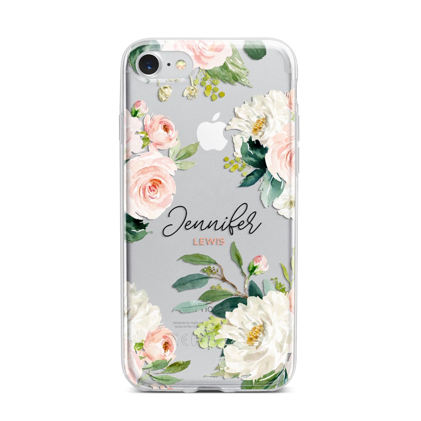 Bunches of Roses Personalised Names iPhone 7 Bumper Case on Silver iPhone