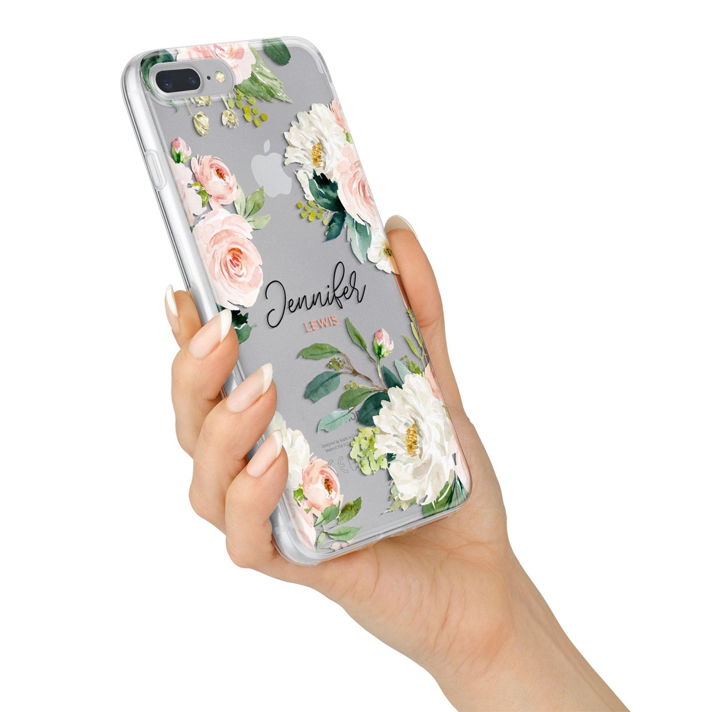 Bunches of Roses Personalised Names iPhone 7 Plus Bumper Case on Silver iPhone Alternative Image