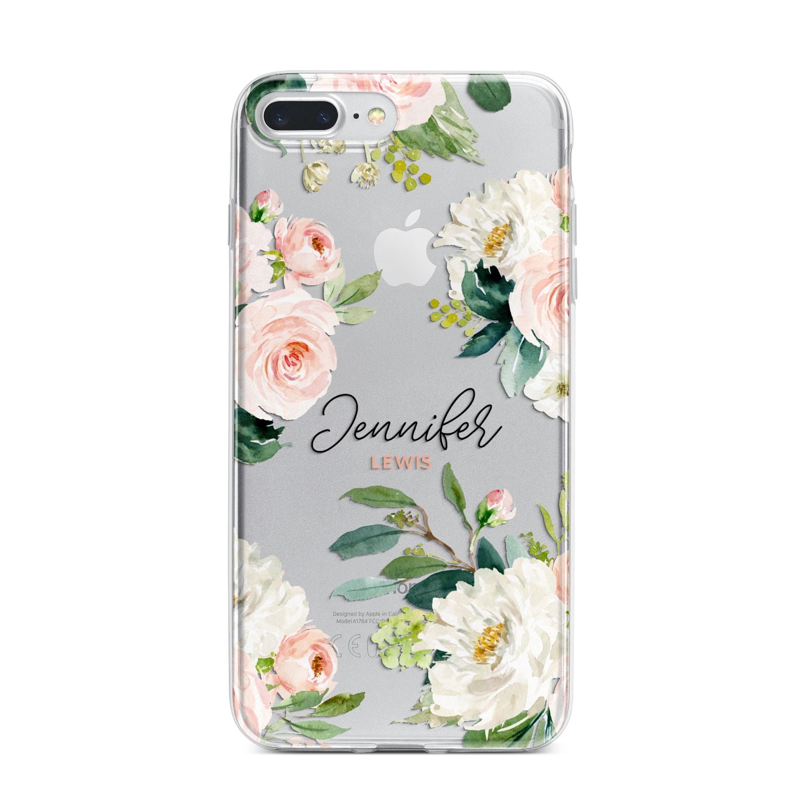 Bunches of Roses Personalised Names iPhone 7 Plus Bumper Case on Silver iPhone