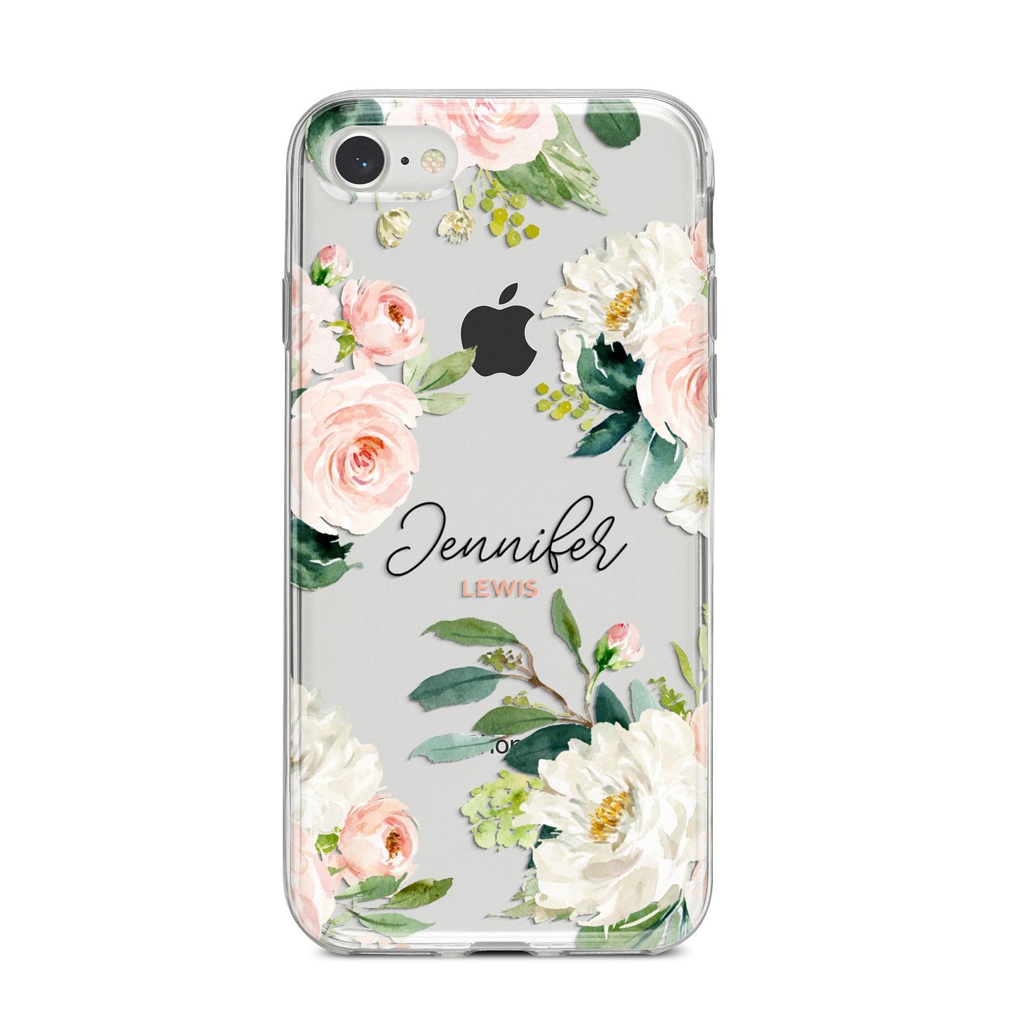 Bunches of Roses Personalised Names iPhone 8 Bumper Case on Silver iPhone