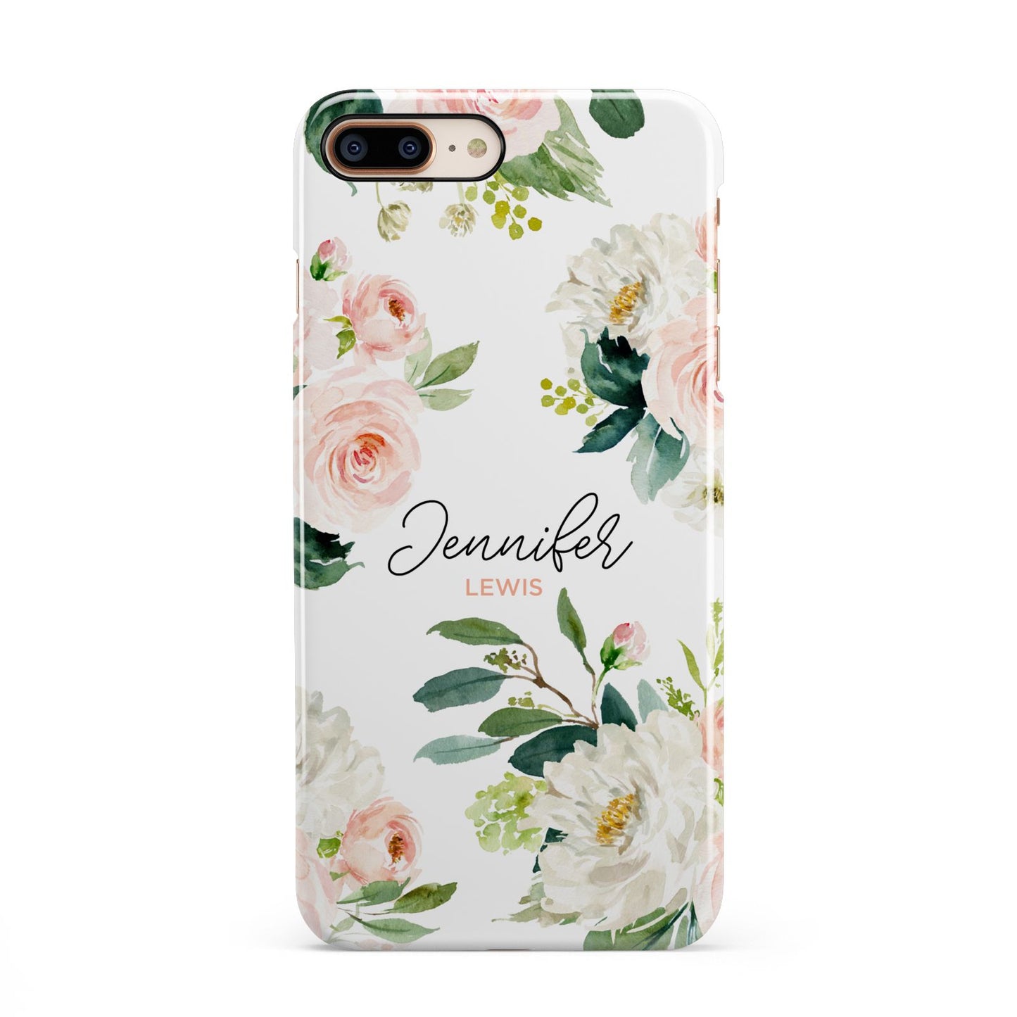 Bunches of Roses Personalised Names iPhone 8 Plus 3D Snap Case on Gold Phone