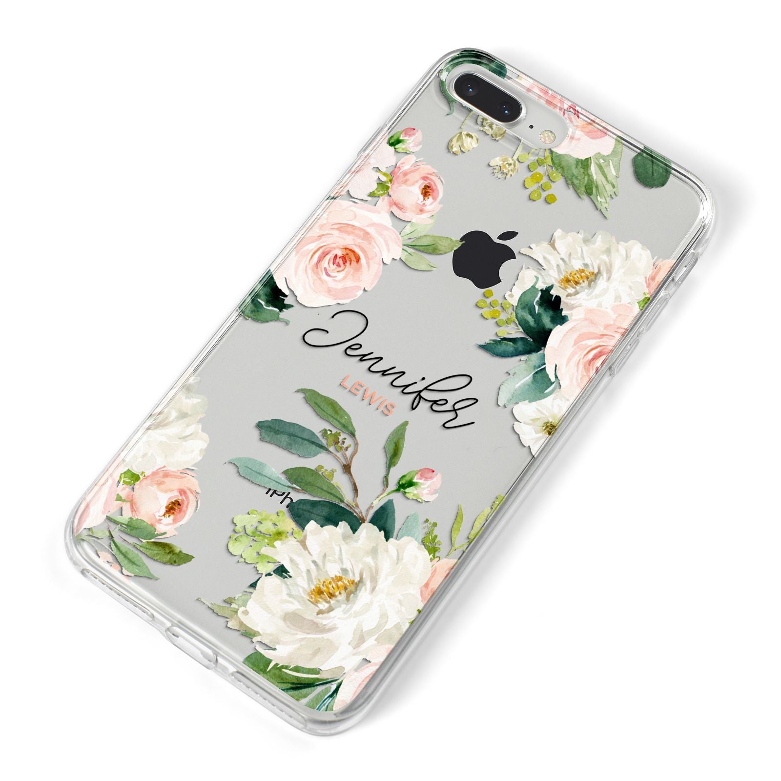 Bunches of Roses Personalised Names iPhone 8 Plus Bumper Case on Silver iPhone Alternative Image