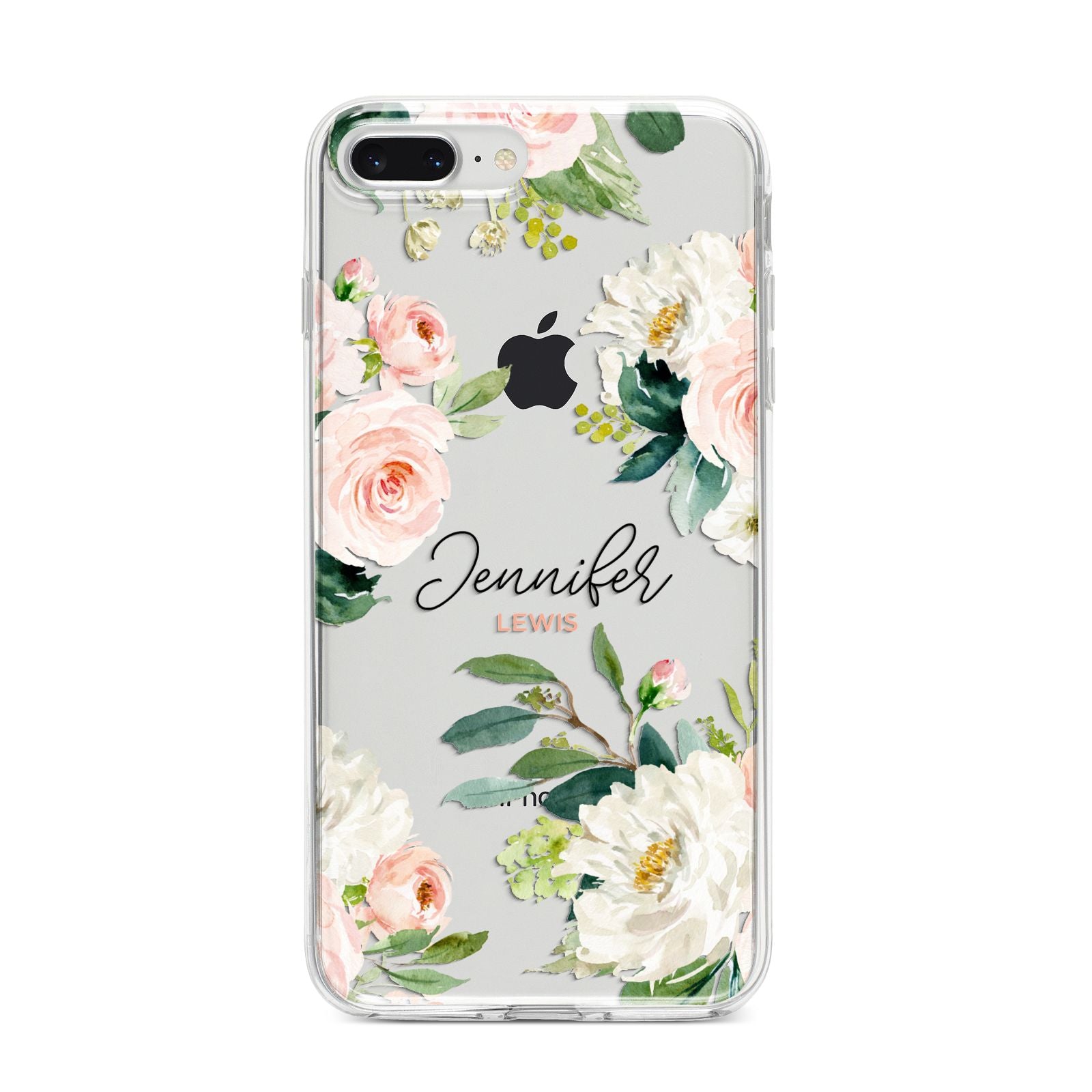 Bunches of Roses Personalised Names iPhone 8 Plus Bumper Case on Silver iPhone