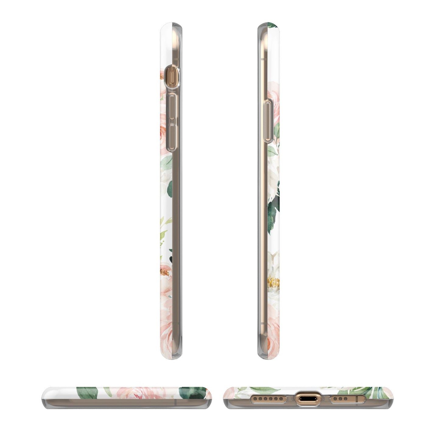 Bunches of Roses Personalised Names iPhone XS 3D Tough Case in Gold Angled Images