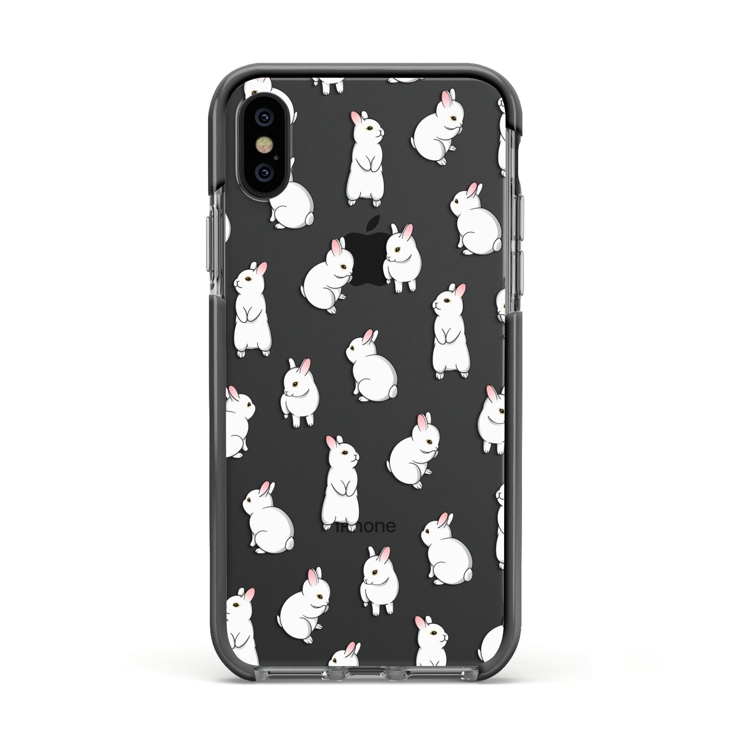Bunny Rabbit Apple iPhone Xs Impact Case Black Edge on Black Phone