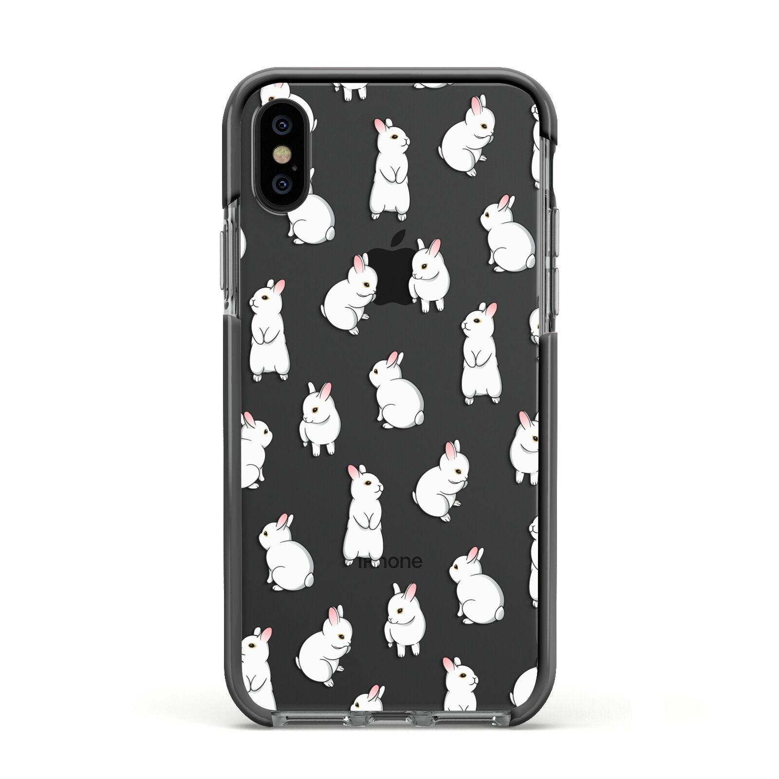 Bunny Rabbit Apple iPhone Xs Impact Case Black Edge on Black Phone