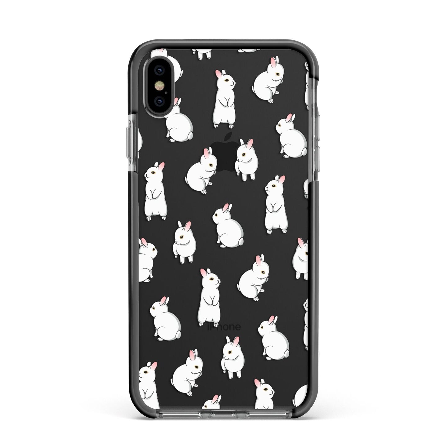 Bunny Rabbit Apple iPhone Xs Max Impact Case Black Edge on Black Phone