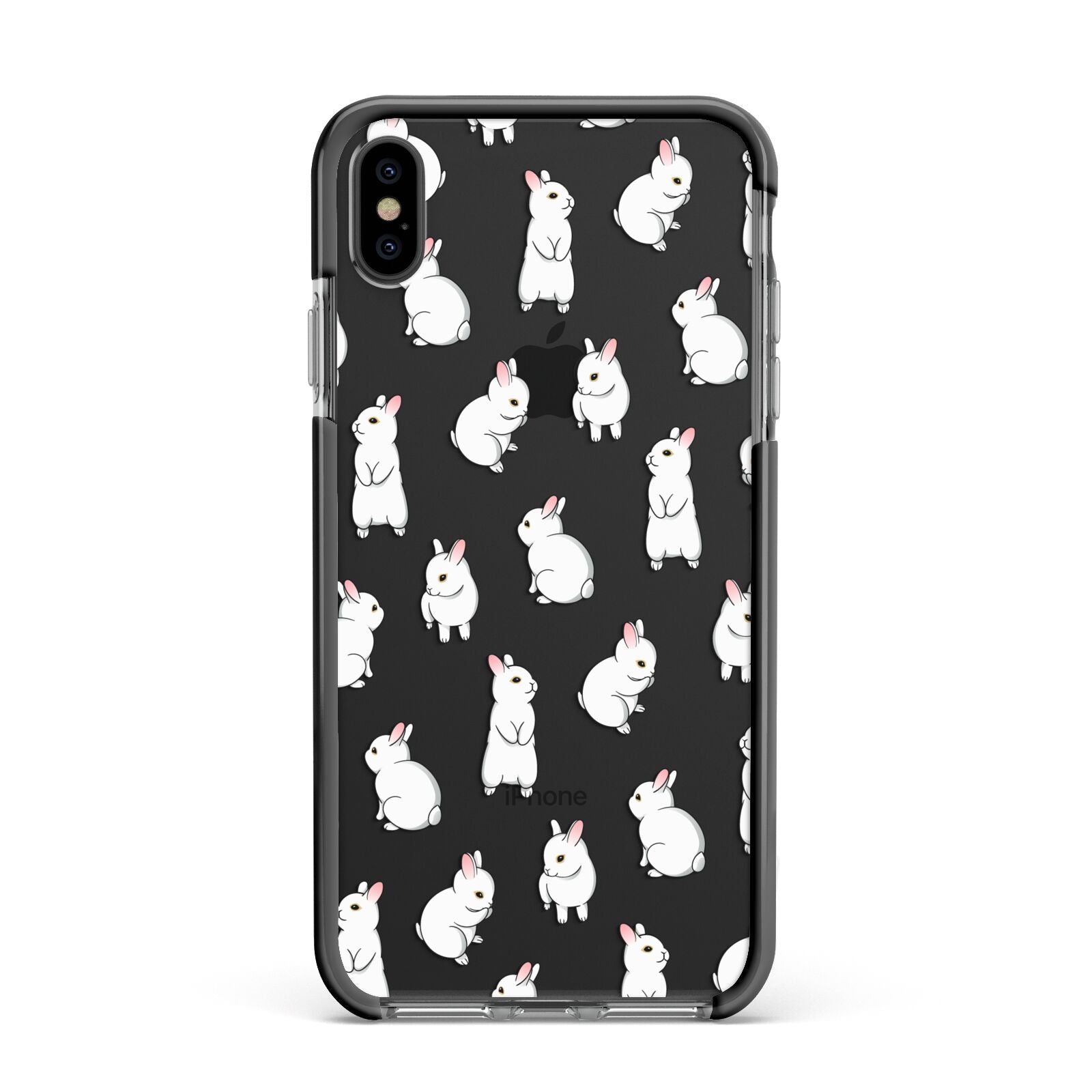 Bunny Rabbit Apple iPhone Xs Max Impact Case Black Edge on Black Phone