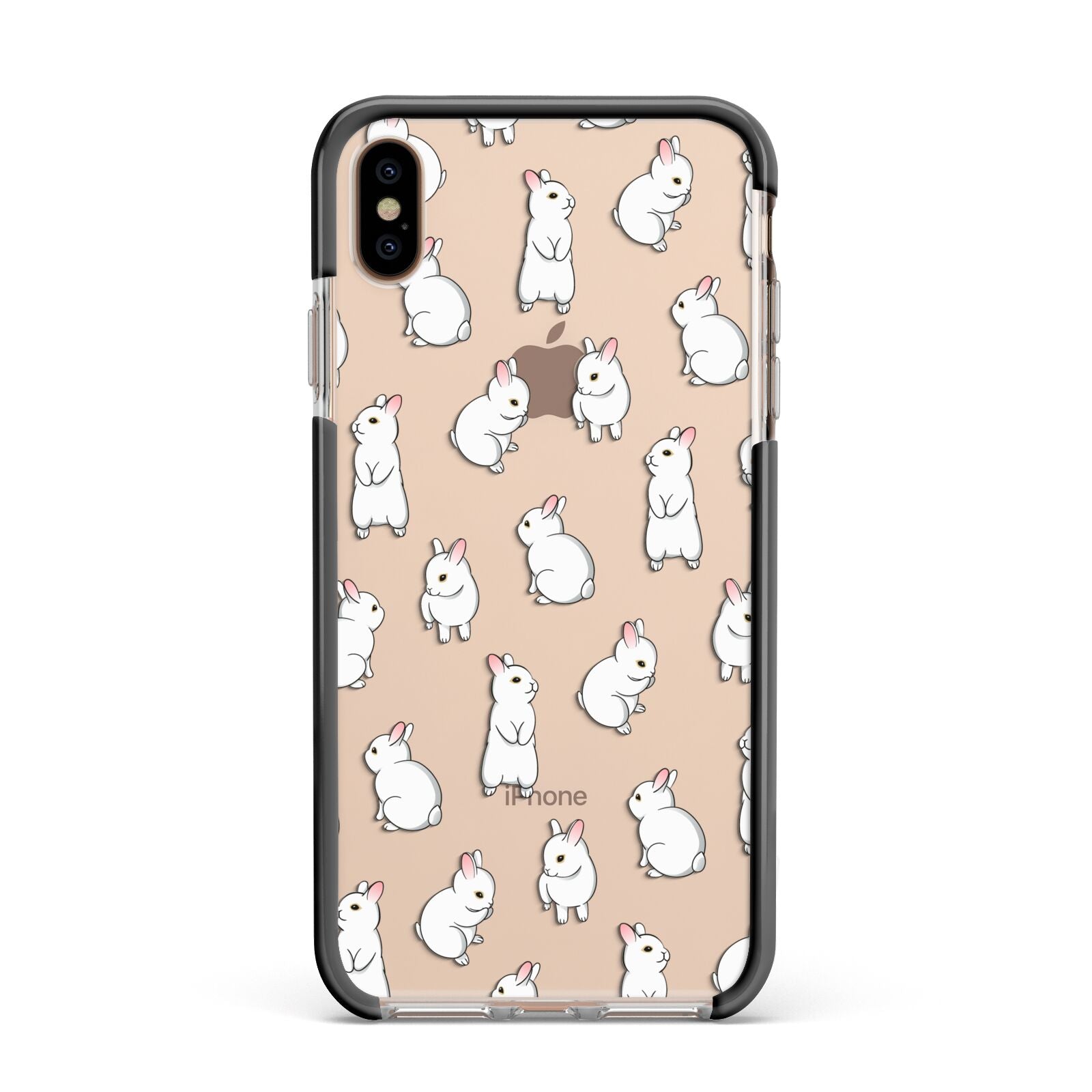 Bunny Rabbit Apple iPhone Xs Max Impact Case Black Edge on Gold Phone