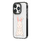Bunny iPhone 14 Pro Black Impact Case Side Angle on Silver phone
