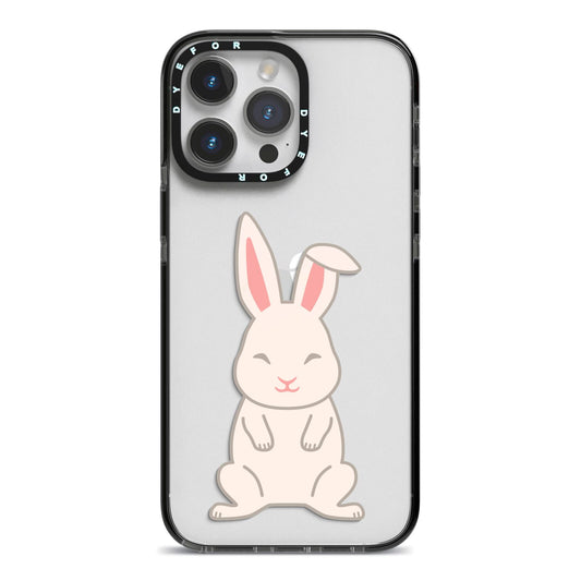 Bunny iPhone 14 Pro Max Black Impact Case on Silver phone