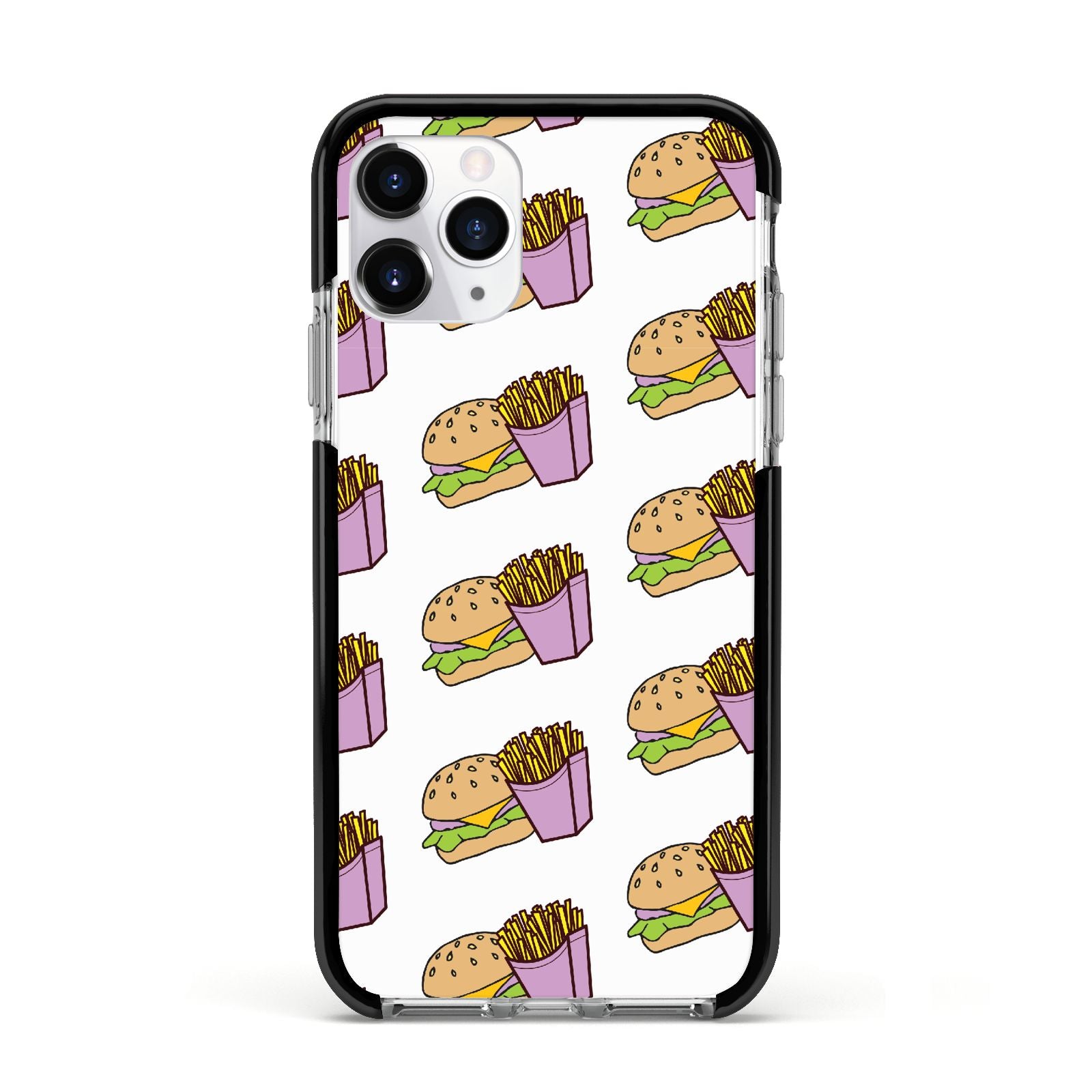 Burger Fries Fast Food Apple iPhone 11 Pro in Silver with Black Impact Case