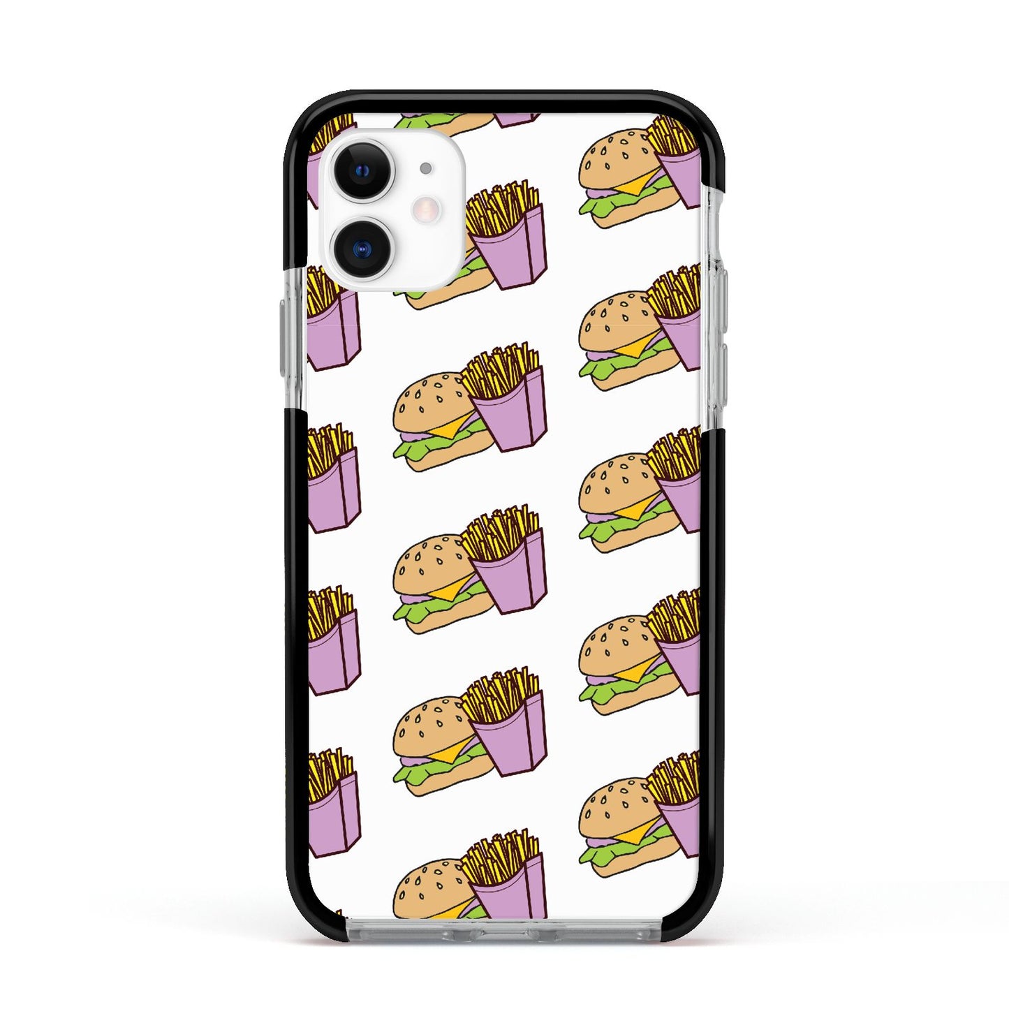 Burger Fries Fast Food Apple iPhone 11 in White with Black Impact Case