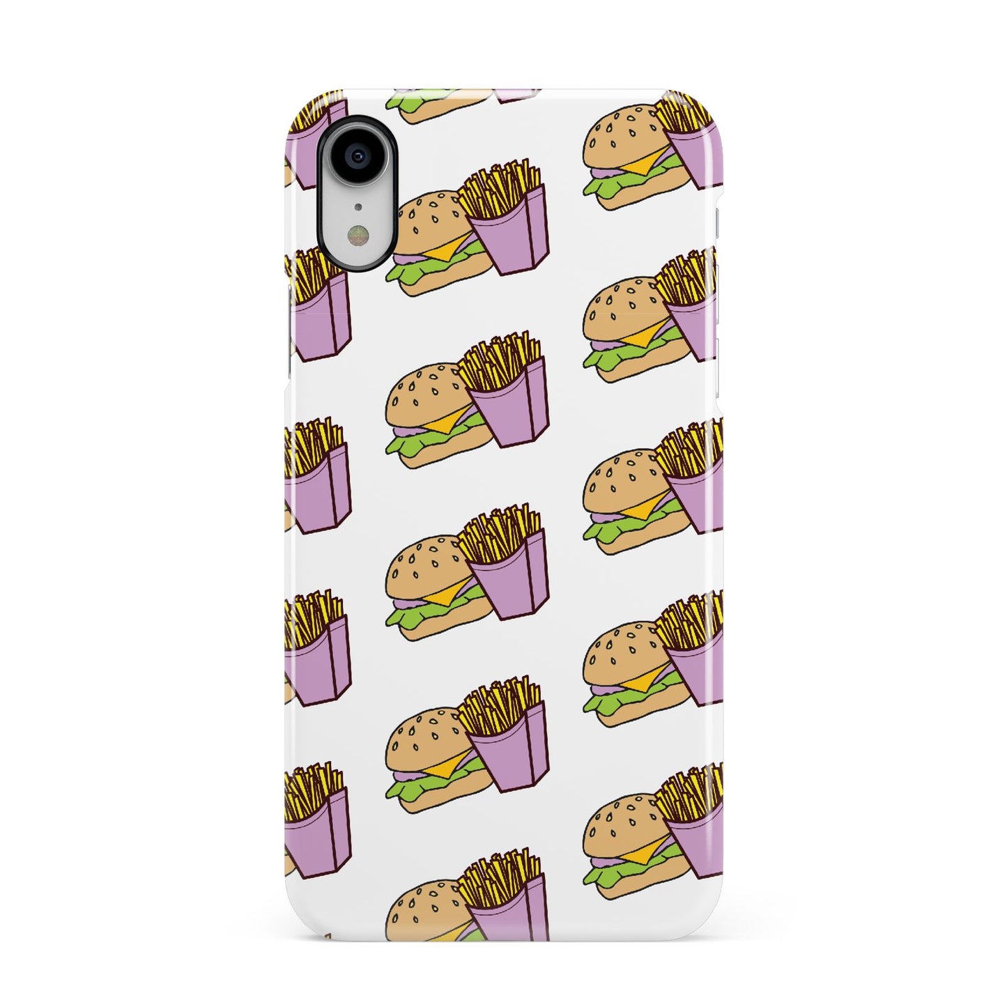 Burger Fries Fast Food Apple iPhone XR White 3D Snap Case