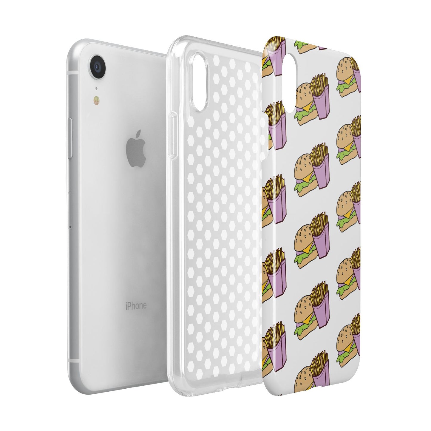 Burger Fries Fast Food Apple iPhone XR White 3D Tough Case Expanded view