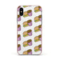 Burger Fries Fast Food Apple iPhone Xs Impact Case Pink Edge on Silver Phone