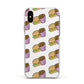 Burger Fries Fast Food Apple iPhone Xs Impact Case White Edge on Gold Phone