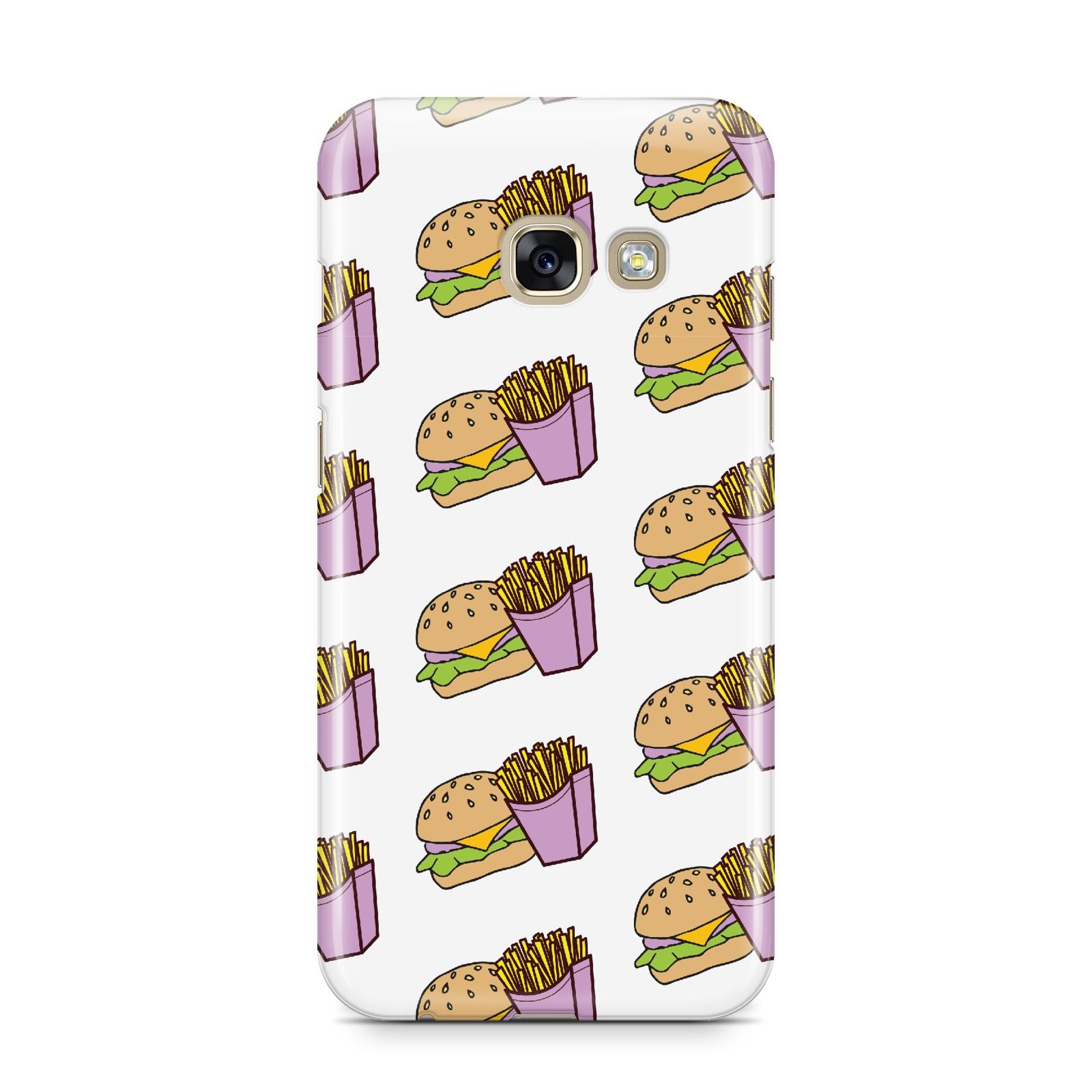 Burger Fries Fast Food Samsung Galaxy A3 2017 Case on gold phone