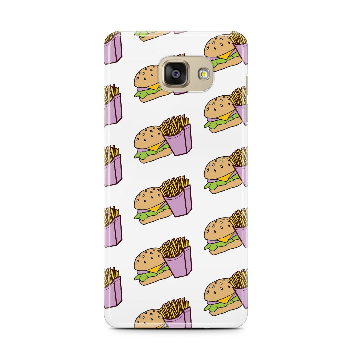 Burger Fries Fast Food Samsung Galaxy A7 2016 Case on gold phone