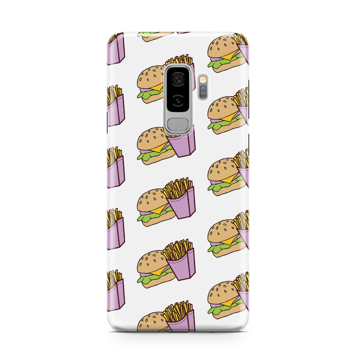 Burger Fries Fast Food Samsung Galaxy S9 Plus Case on Silver phone