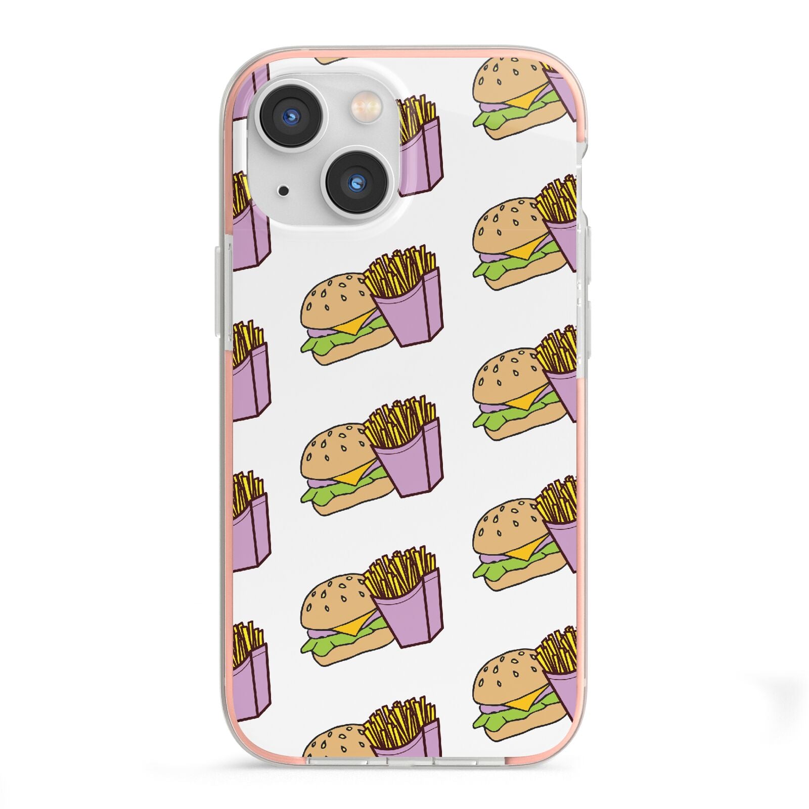 Burger Fries Fast Food iPhone 13 Mini TPU Impact Case with Pink Edges