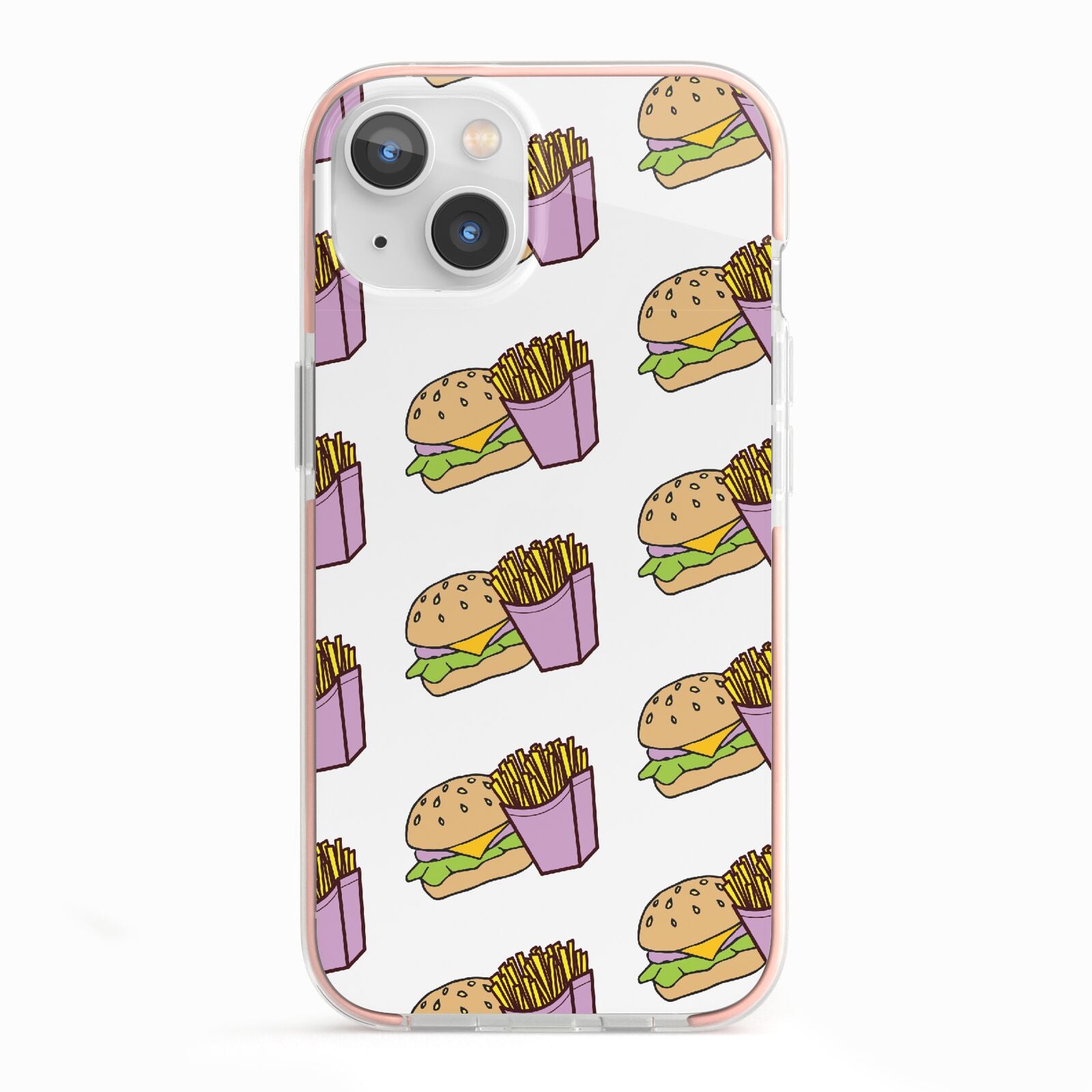Burger Fries Fast Food iPhone 13 TPU Impact Case with Pink Edges