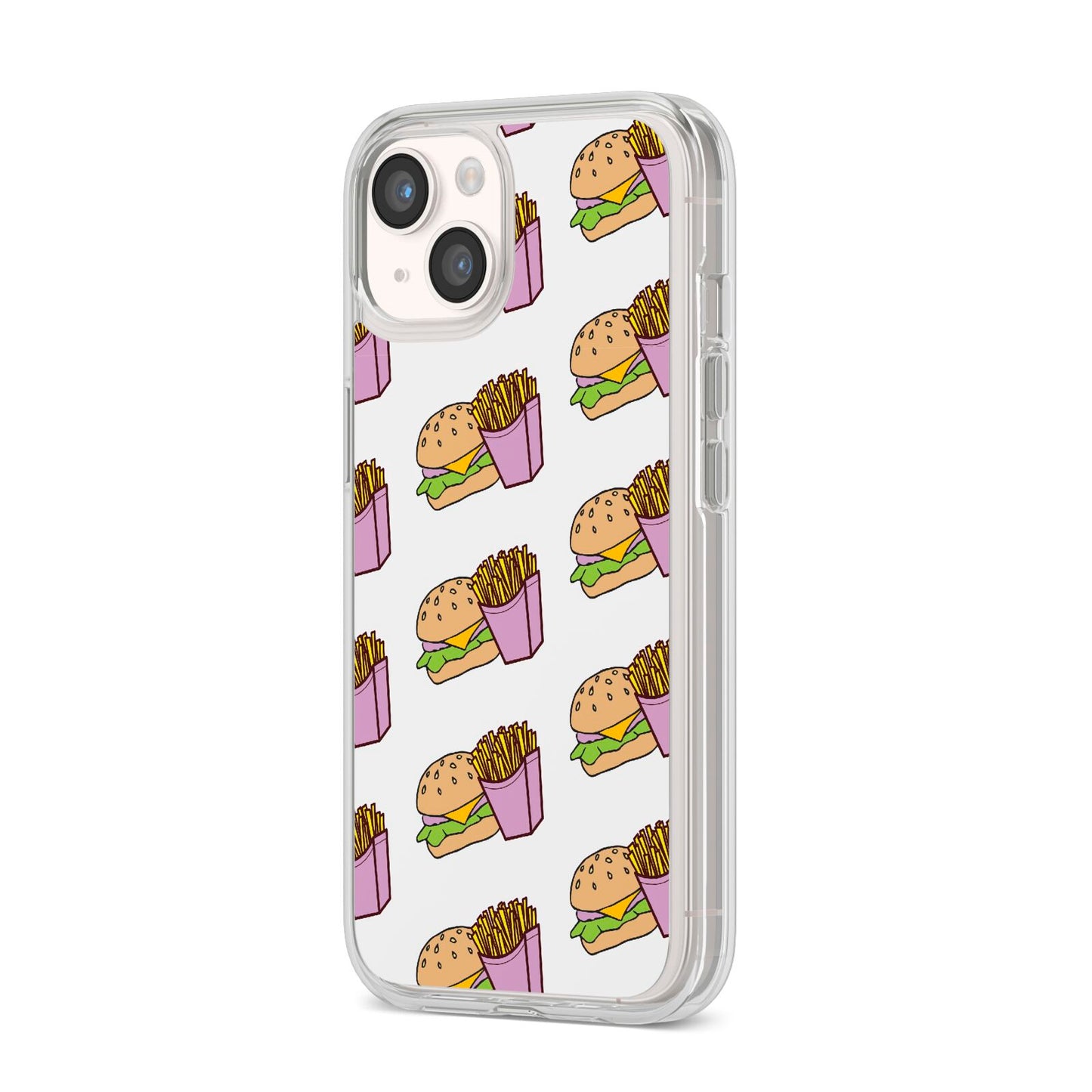 Burger Fries Fast Food iPhone 14 Clear Tough Case Starlight Angled Image