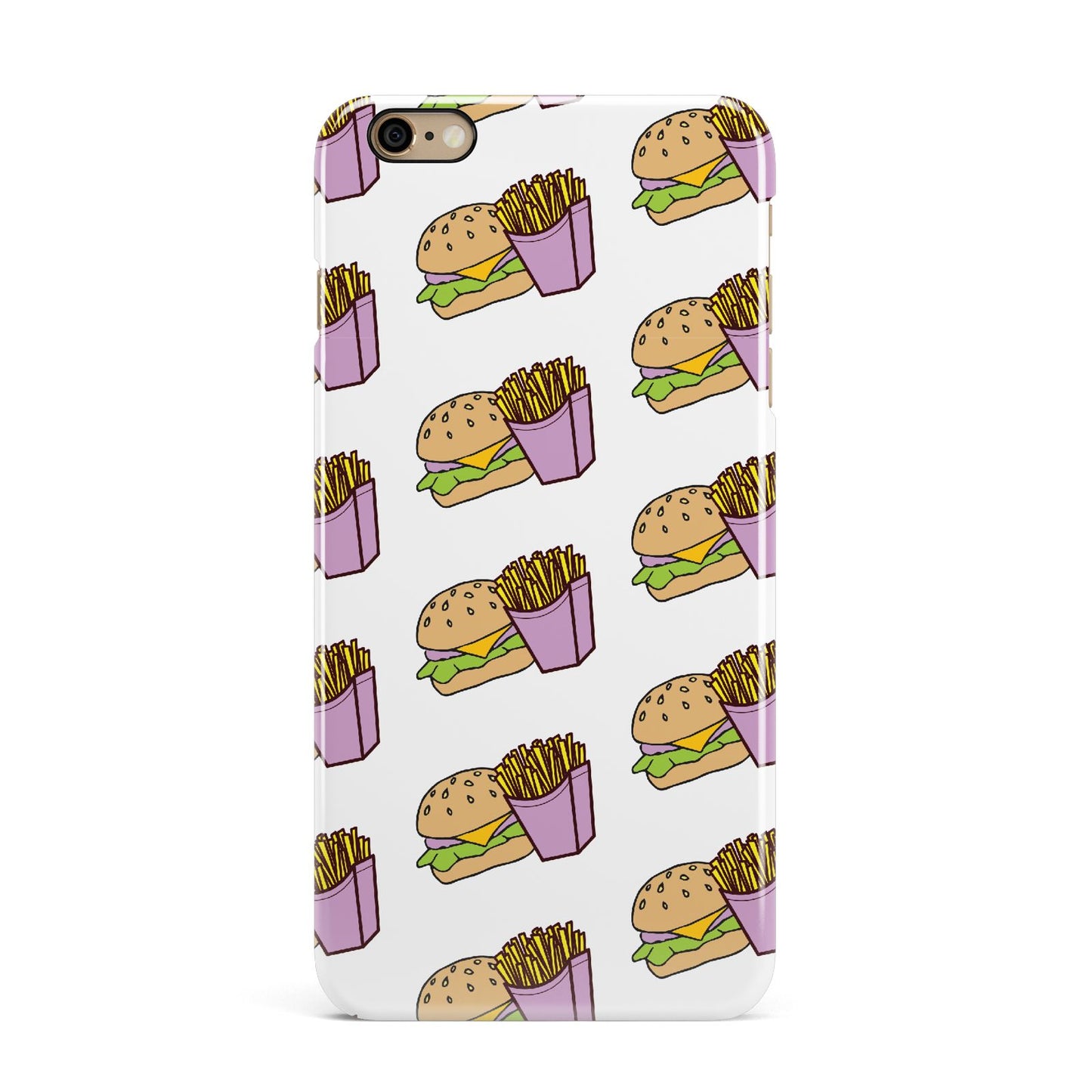 Burger Fries Fast Food iPhone 6 Plus 3D Snap Case on Gold Phone