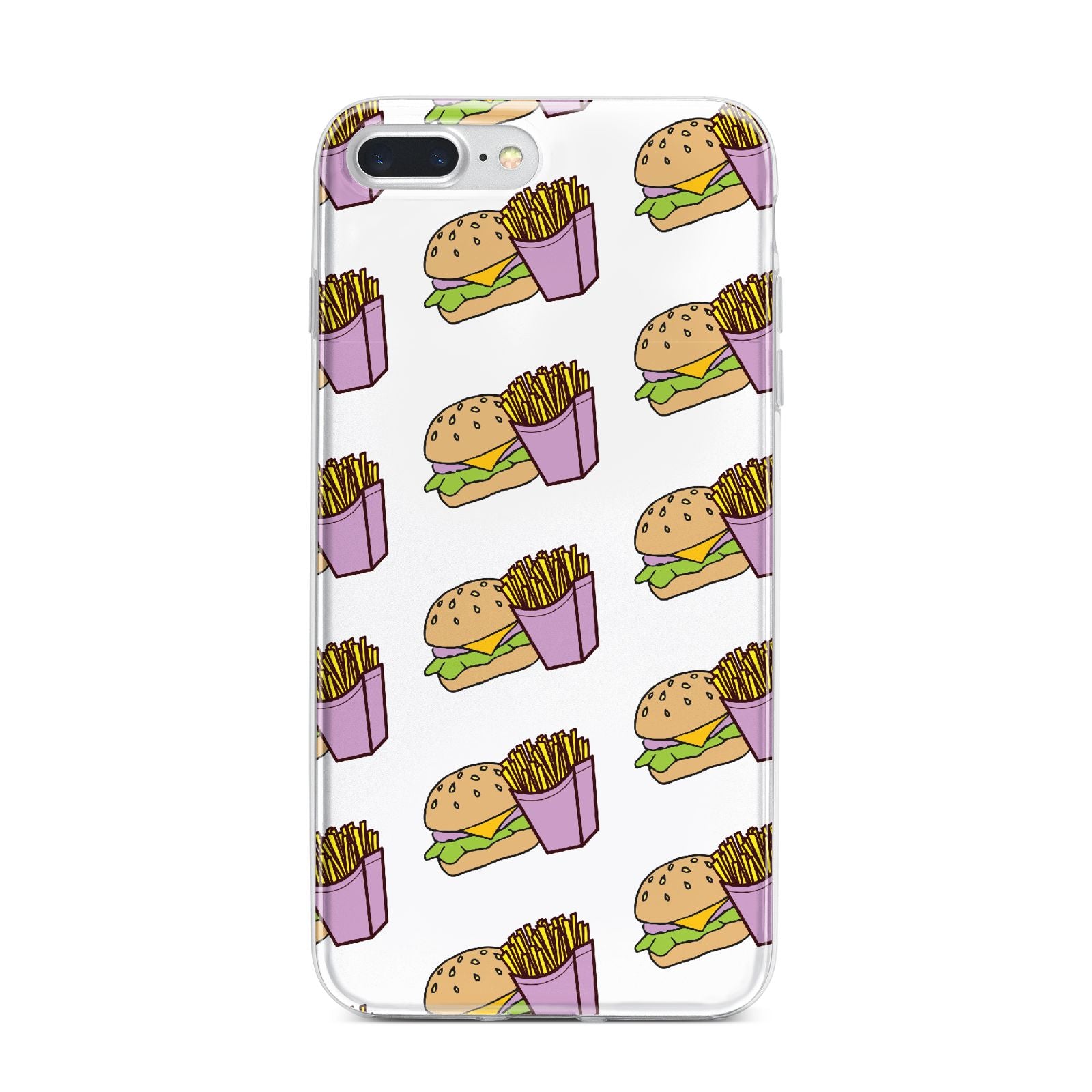 Burger Fries Fast Food iPhone 7 Plus Bumper Case on Silver iPhone